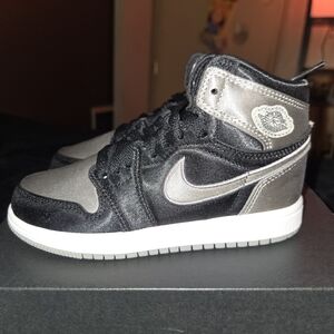 Black and Silver Jordan 1 Og High-Top Sneakers Size 12c